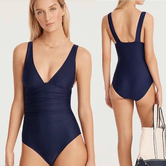 J. Crew Other - NEW J. Crew Navy Blue Ruched One Piece Bathing Suit Size 24